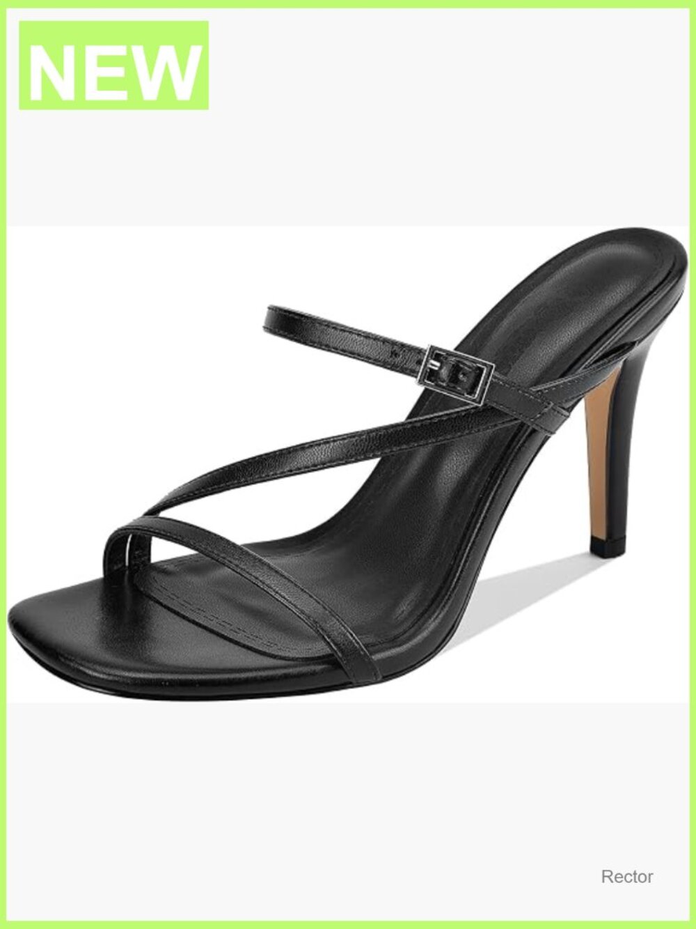 Strappy Square Open Toe 3.54" Stiletto Sandals Heels Arch Support Slip-On X